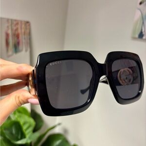 Gucci GG1022S 001 Women's Oversized Square Sunglasses Black Frame